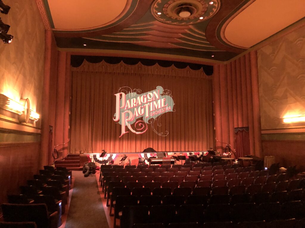 The Paragon Ragtime Orchestra set for another performance in the historic Campus Theatre, in Lewisburg, PA. 
